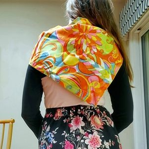 Floral '70s Satin Scarf